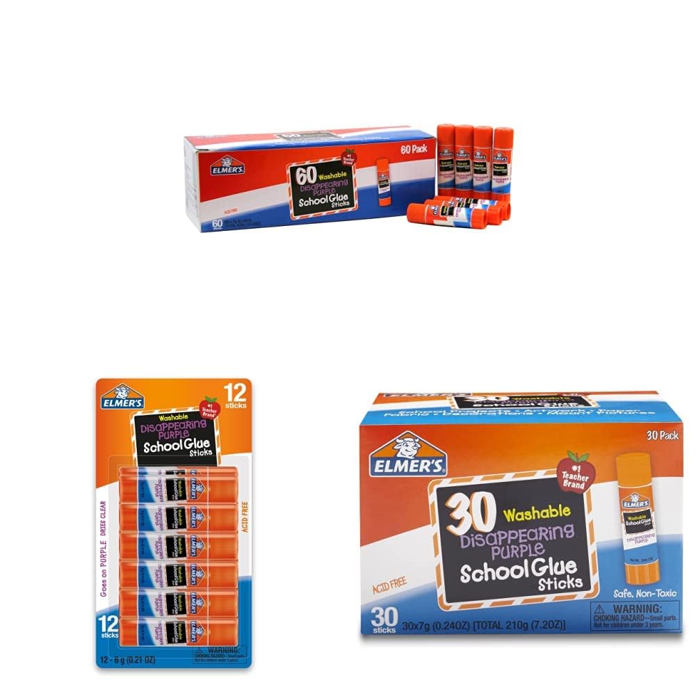 230816082546851_1 Elmer's Disappearing Purple School Glue Sticks, Washable, 7 Grams, 30 Count - Image 1